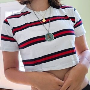 SOLD Brandy Melville + John Galt Stripped Cropped t-shirt